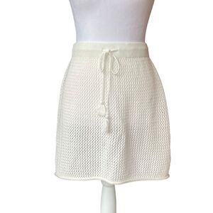 Moon and Madison Open Knit Mini Skirt In Cream Womens Size Large NWT